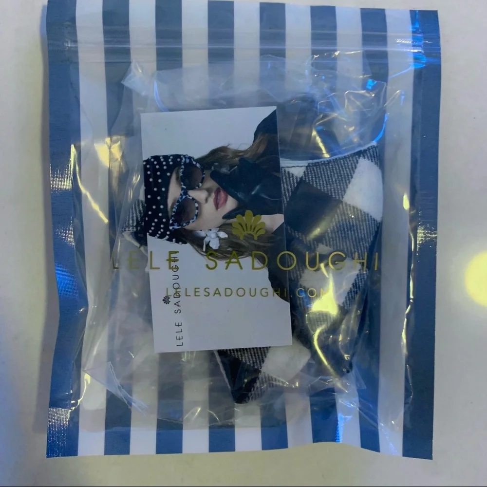 Lele Sadoughi SET OF 2 BLACK TIE KIDS' FACE MASKS, NWT